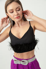 Woman Fine Hanger Furry Crop Blouse