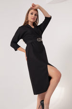 Midi Dress With Female Cruiser Collar