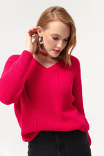 Woman V -Neck Knitwear Cossack