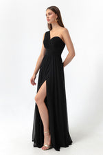 Woman One Shoulder Slip Long Evening Dress
