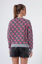 Women'S Bike Collar Patterned Knitwear Sweater