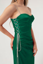 Woman Strapless Long Satin Evening Dress