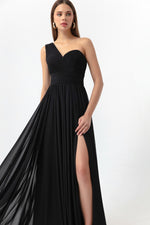 Woman One Shoulder Slip Long Evening Dress