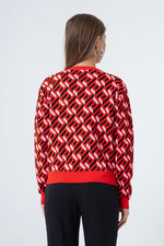 Women'S Bike Collar Patterned Knitwear Sweater