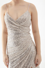 Long Evening Dress Dress With Women'S Back Low -Cut Sequined