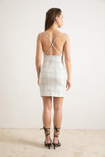 Woman'S Back Crossing Mini Dress With Hanger
