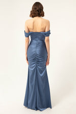 Woman Shirring Detailed Slip Long Evening Dress