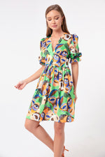 Woman Flower Patterned Mini Dress