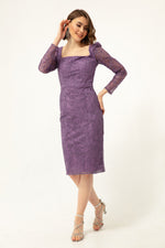 Female Square Collar Silim Midi Evening Dress