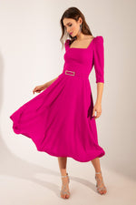 Female Square Neck Arched Midi Dress