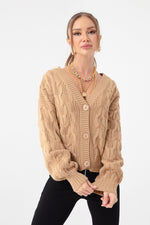 Female Braided Mini Knitwear Cardigan