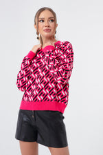 Women'S Bike Collar Patterned Knitwear Sweater
