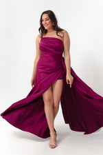 Woman One Shoulder Big Size Satin Evening Dresses & Graduation Dress