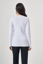 Ribbed Detailed Knitwear White Tunic