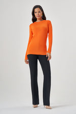 Ribbed Detailed Knitwear Orange Tunic