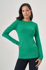 Ribbed Detailed Knitwear Green Tunic