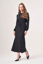 Ribbed Hooded Black Dress