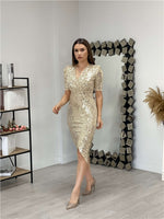 Velvet Payet Jacket Dress - Gold