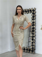 Velvet Payet Jacket Dress - Gold