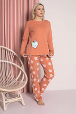 Women's Pajama Set Young Interlok Apple Patterned Cotton Seasonal W20472254
