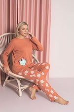 Women's Pajama Set Young Interlok Apple Patterned Cotton Seasonal W20472254