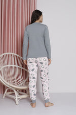 Women's Pajama Set Young Interlok Cat Patterned Paça Ribanli Cotton Seasonal W20492256