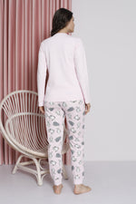 Women's Pajama Set Young Interlok Cat Patterned Paça Ribanli Cotton Seasonal W20492256