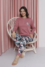 Women's Pajama Set Young Leaf Print Paça Ribanalı Cotton Seasonal W20482255