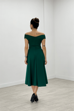 Kayak Collar Midi Dress - Emerald Green