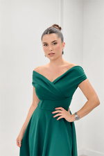 Kayak Collar Midi Dress - Emerald Green