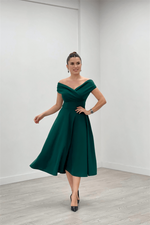 Kayak Collar Midi Dress - Emerald Green