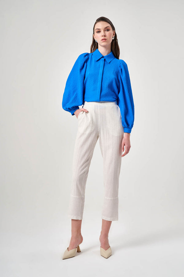 Linen Texured Beige Pants
