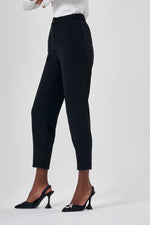 Linen Textured Fit Black Pants