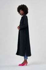 Linen Textured Long Black Shirt Tunic