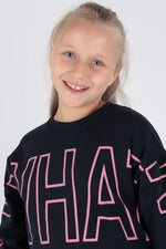 Kids Girl What Printed Sweat Long Sleeve Sweatshirt Cotton AK15153