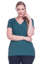 Angelino Short Sleeve V-Neck Crepe T-Shirt