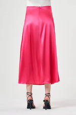 Flared Satin Fuchsia Skirt