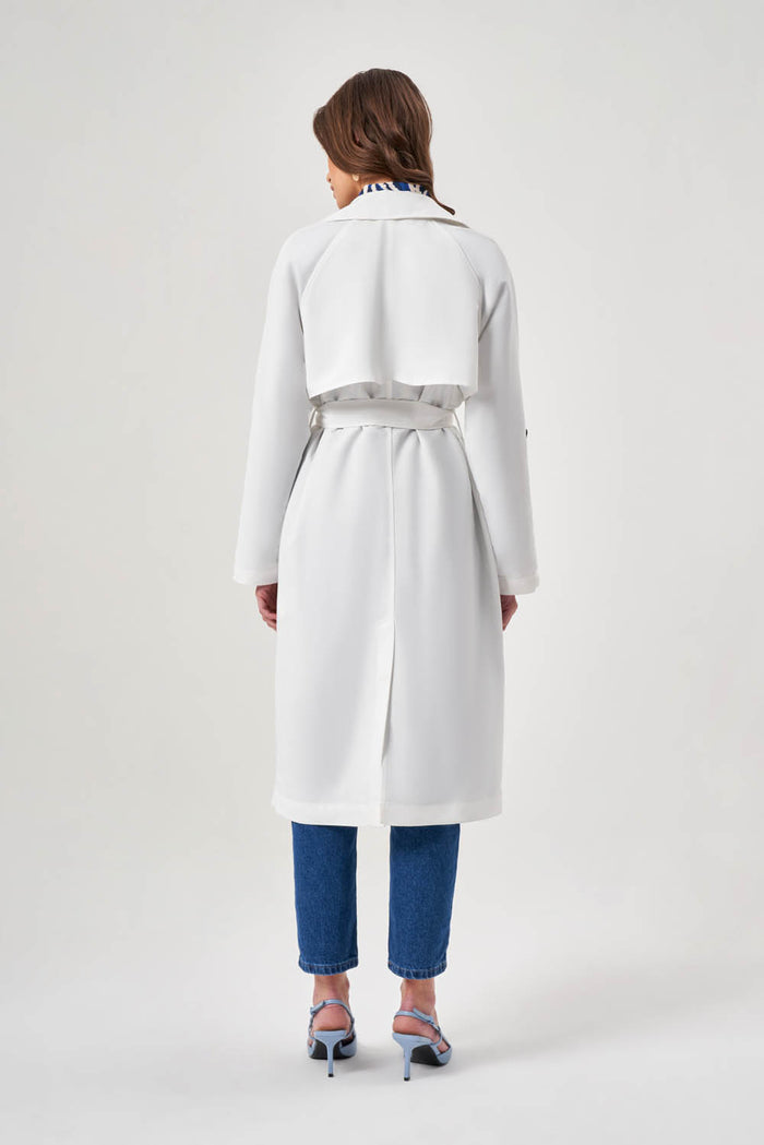Epolette Sleeves Classic White Trench Coat