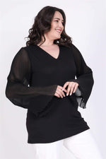 Angelino Pleated Sleeve Blouse