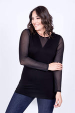 Angelino Mesh Detailed Blouse With Sleeves And Collar