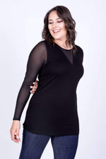 Angelino Mesh Detailed Blouse With Sleeves And Collar