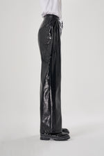 Cachet Leather Detail Black Pants