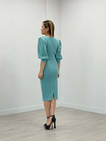 Crepe Fabric Degaje Collar Pen Dress - Mint Green