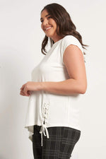 Angelino Sleeveless Combed Cotton T-Shirt With Eyelet Detail