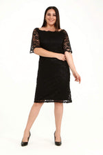 Large Size Guipure Evening Dress Gown DD789 Black