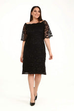 Large Size Guipure Evening Dress Gown DD789 Black
