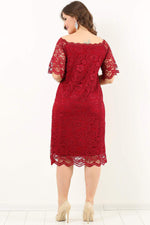 Large Size Guipure Evening Dress Gown DD789 Red