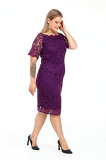 Large Size Guipure Evening Dress Gown DD789Purple
