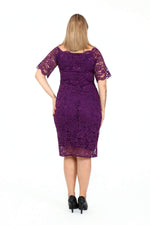 Large Size Guipure Evening Dress Gown DD789Purple