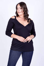 Angelino Shoulder-Framed Wrapped Blouse